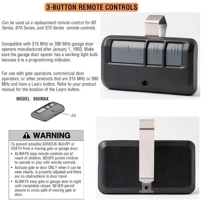 LiftMaster Dual Garage Remote 893LM & 953EV-P2